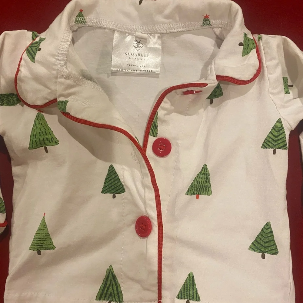 🎄😴Sugar Bee Blanks- Christmas Tree Pajamas-Size 3M